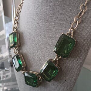 LEE By LEE ANGEL 12KT GP By The Sea Gold Emerald Green Cube Necklace